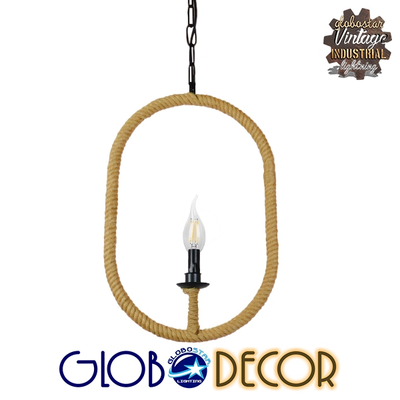 GLOBOSTAR® LINDELL 10001142 Vintage Κρεμαστό Φωτιστικό Οροφής με Ντουί 1 x E14 AC 220-240V IP20 - Μαύρο & Μπεζ - Μ35 x Π10 x Υ53cm