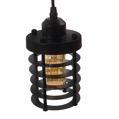 GLOBOSTAR® DARSEY 10001145 Vintage Κρεμαστό Φωτιστικό Οροφής με Ντουί 1 x E27 AC 220-240V IP20 - Μαύρο - Μ10 x Π10 x Υ25cm