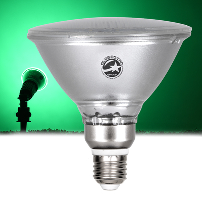 GLOBOSTAR® GARDENPAR 60230 Σποτ E27 PAR38 Σκληρού Υάλου LED 18W 1200lm 60° AC 220-240V Αδιάβροχο IP65 Πράσινο - Μ12 x Π12 x Υ13cm - 3 Χρόνια Εγγύηση