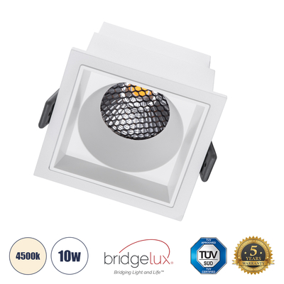 GLOBOSTAR® PLUTO-M 60272 Χωνευτό Downlight Σποτ με Honeycomb Anti Glare Reflector LED 10W 1300lm 38° AC 220-240V IP20 Φυσικό Λευκό 4500K - Bridgelux COB Chip & TÜV SÜD Driver - Λευκό Ματ - Μ8.4 x Π8.4 x Υ5.9cm / Q7.5 x 7.5cm - 5 Χρόνια Εγγύηση