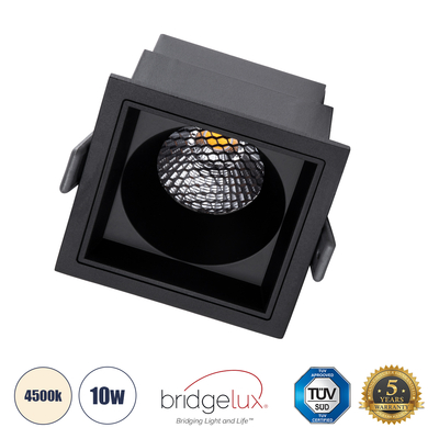 GLOBOSTAR® PLUTO-M 60274 Χωνευτό Downlight Σποτ με Honeycomb Anti Glare Reflector LED 10W 1300lm 38° AC 220-240V IP20 Φυσικό Λευκό 4500K - Bridgelux COB Chip & TÜV SÜD Driver - Μαύρο Ματ - Μ8.4 x Π8.4 x Υ5.9cm / Q7.5 x 7.5cm - 5 Χρόνια Εγγύηση