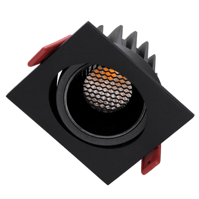 GLOBOSTAR® LEO-SQ 60293 Χωνευτό Κινούμενο Downlight Σποτ με Honeycomb Anti Glare Reflector LED 10W 1250lm 38° AC 220-240V IP20 Θερμό Λευκό 2700K - Bridgelux COB Chip & TÜV SÜD Driver - Μαύρο Ματ - Μ8.5 x Π8.5 x Υ6.6cm / Q7.5 x 7.5cm - 5 Χρόνια Εγγύηση