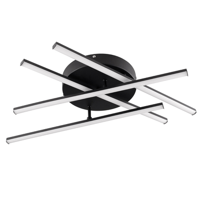 GLOBOSTAR® DRACO 61095 Μοντέρνο Φωτιστικό Οροφής LED 60W 7380lm 120° AC 220-240V IP20 Ρυθμιζόμενο Λευκό CCT με Χειριστήριο από 2700K έως 6000K Dimmable - Lumileds SMD Chip - Μαύρο Ματ - Μ60 x Π60 x Υ11cm - 3 Χρόνια Εγγύηση