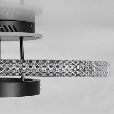 GLOBOSTAR® DIAMOND 61114 Μοντέρνο Φωτιστικό Οροφής LED 100W 12123lm 360° AC 220-240V IP20 Ρυθμιζόμενο Λευκό CCT με Χειριστήριο από 2700K έως 6000K Dimmable - Lumileds SMD Chip - Μαύρο Ματ - Μ80 x Π50 x Υ20cm - 3 Χρόνια Εγγύηση