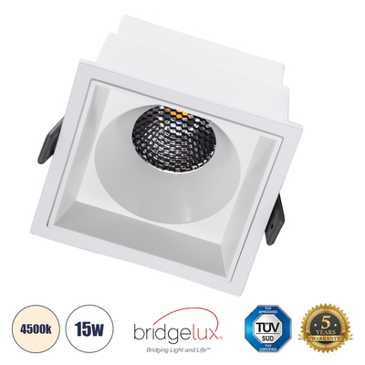 GLOBOSTAR® PLUTO-B 60278 Χωνευτό Downlight Σποτ με Honeycomb Anti Glare Reflector LED 15W 1950lm 38° AC 220-240V IP20 Φυσικό Λευκό 4500K - Bridgelux COB Chip & TÜV SÜD Driver - Λευκό Ματ - Μ10.4 x Π10.4 x Υ6.5cm / Q9.5 x 9.5cm - 5 Χρόνια Εγγύηση