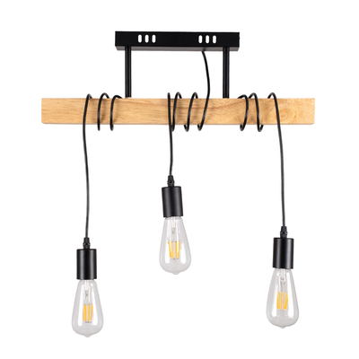 GLOBOSTAR® JOLLY 00605 Vintage Κρεμαστό Φωτιστικό Οροφής με Ντουί 3 x E27 AC 220-240V IP20 - Μαύρο & Μπεζ - Μ55 x Π6 x Υ115cm