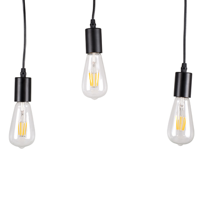 GLOBOSTAR® JOLLY 00605 Vintage Κρεμαστό Φωτιστικό Οροφής με Ντουί 3 x E27 AC 220-240V IP20 - Μαύρο & Μπεζ - Μ55 x Π6 x Υ115cm