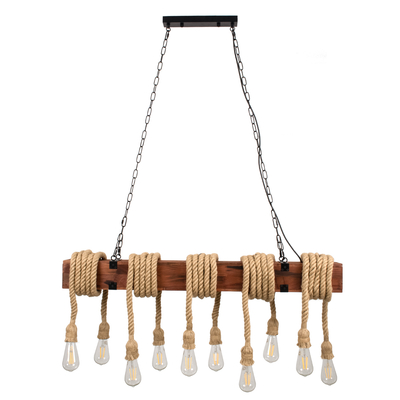 GLOBOSTAR® VIKING 00607 Vintage Κρεμαστό Φωτιστικό Οροφής με Ντουί 10 x E27 AC 220-240V IP20 - Καφε & Μπεζ - Μ108 x Π11 x Υ220cm