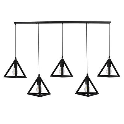 GLOBOSTAR® TRIANGLE 00608 Μοντέρνο Κρεμαστό Φωτιστικό Οροφής με Ντουί 5 x E27 AC 220-240V IP20 - Μαύρο - Μ170 x Π22 x Y130cm