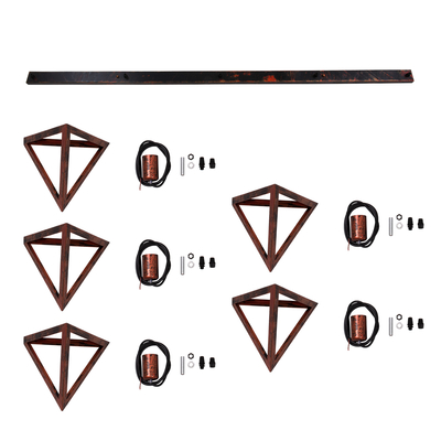 GLOBOSTAR® TRIANGLE 00609 Μοντέρνο Κρεμαστό Φωτιστικό Οροφής με Ντουί 5 x E27 AC 220-240V IP20 - Χάλκινο - Μ170 x Π22 x Y130cm