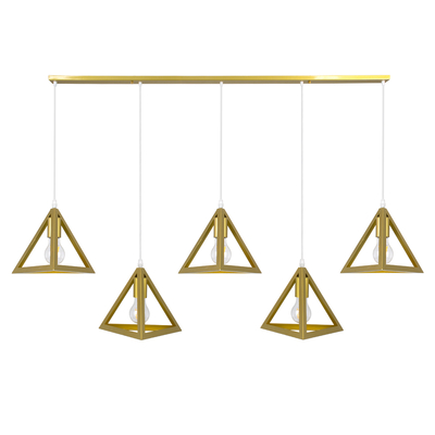 GLOBOSTAR® TRIANGLE 00610 Μοντέρνο Κρεμαστό Φωτιστικό Οροφής με Ντουί 5 x E27 AC 220-240V IP20 - Χρυσό - Μ170 x Π22 x Y130cm