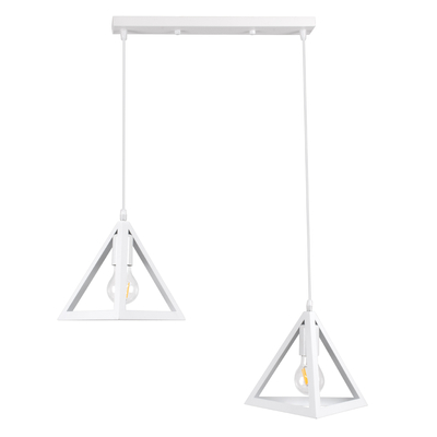 GLOBOSTAR® TRIANGLE 00612 Μοντέρνο Κρεμαστό Φωτιστικό Οροφής με Ντουί 2 x E27 AC 220-240V IP20 - Λευκό - Μ60 x Π22 x Y130cm
