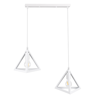 GLOBOSTAR® TRIANGLE 00612 Μοντέρνο Κρεμαστό Φωτιστικό Οροφής με Ντουί 2 x E27 AC 220-240V IP20 - Λευκό - Μ60 x Π22 x Y130cm
