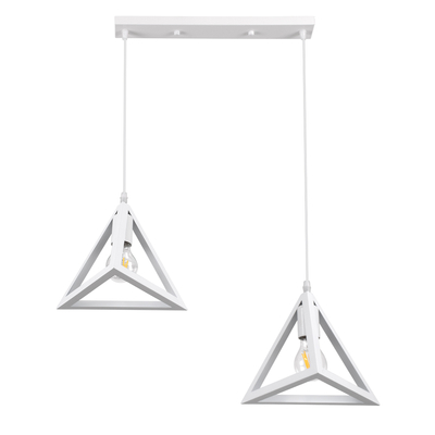 GLOBOSTAR® TRIANGLE 00612 Μοντέρνο Κρεμαστό Φωτιστικό Οροφής με Ντουί 2 x E27 AC 220-240V IP20 - Λευκό - Μ60 x Π22 x Y130cm