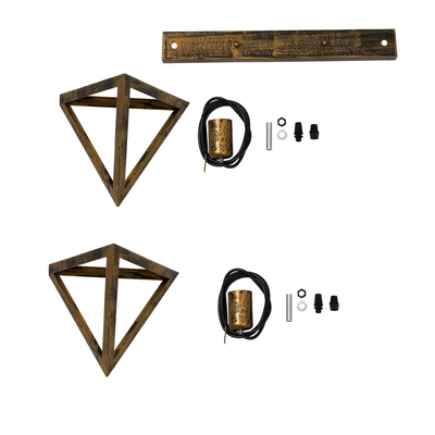 GLOBOSTAR® TRIANGLE 00614 Μοντέρνο Κρεμαστό Φωτιστικό Οροφής με Ντουί 2 x E27 AC 220-240V IP20 - Μπρούτζινο - Μ60 x Π22 x Y130cm