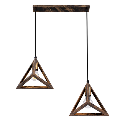 GLOBOSTAR® TRIANGLE 00614 Μοντέρνο Κρεμαστό Φωτιστικό Οροφής με Ντουί 2 x E27 AC 220-240V IP20 - Μπρούτζινο - Μ60 x Π22 x Y130cm