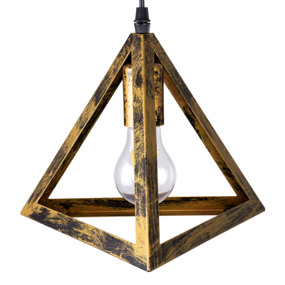 GLOBOSTAR® TRIANGLE 00614 Μοντέρνο Κρεμαστό Φωτιστικό Οροφής με Ντουί 2 x E27 AC 220-240V IP20 - Μπρούτζινο - Μ60 x Π22 x Y130cm