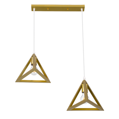 GLOBOSTAR® TRIANGLE 00615 Μοντέρνο Κρεμαστό Φωτιστικό Οροφής με Ντουί 2 x E27 AC 220-240V IP20 - Χρυσό - Μ60 x Π22 x Y130cm
