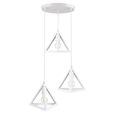 GLOBOSTAR® TRIANGLE 00617 Μοντέρνο Κρεμαστό Φωτιστικό Οροφής με Ντουί 3 x E27 AC 220-240V IP20 - Λευκό - Μ49 x Π49 x Y130cm