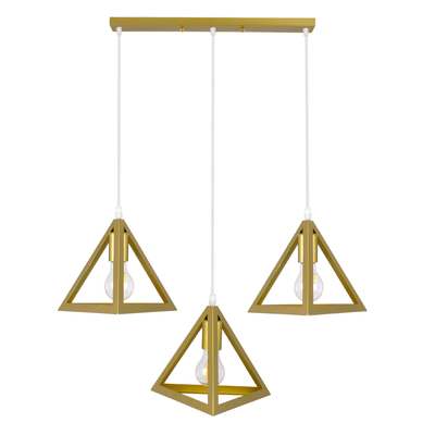 GLOBOSTAR® TRIANGLE 00625 Μοντέρνο Κρεμαστό Φωτιστικό Οροφής με Ντουί 3 x E27 AC 220-240V IP20 - Χρυσό - Μ70 x Π22 x Y130cm