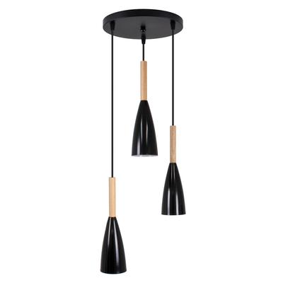 GLOBOSTAR® DILLON 00626 Μοντέρνο Κρεμαστό Φωτιστικό Οροφής με Ντουί 3 x E27 AC 220-240V IP20 - Μαύρο & Μπεζ - Μ26 x Π26 x Υ130cm