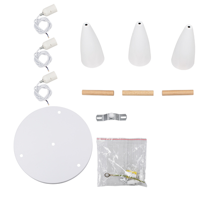 GLOBOSTAR® DILLON 00627 Μοντέρνο Κρεμαστό Φωτιστικό Οροφής με Ντουί 3 x E27 AC 220-240V IP20 - Λευκό & Μπεζ - Μ26 x Π26 x Υ130cm