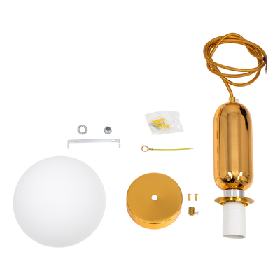 GLOBOSTAR® MAVERICK 00943 Μοντέρνο Κρεμαστό Φωτιστικό Οροφής με Ντουί 1 x E27 AC 220-240V IP20 - Χρυσό & Λευκό - Μ15 x Π15 x Υ33cm