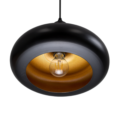 GLOBOSTAR® ROCKFORD 01287-C Μοντέρνο Κρεμαστό Φωτιστικό Οροφής με Ντουί 1 x E27 AC 220-240V IP20 - Μαύρο & Χρυσό - Μ30 x Π30 x Y23cm