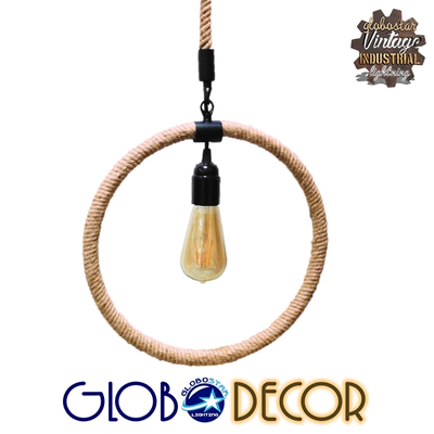 GLOBOSTAR® MALVERN 10001239 Vintage Κρεμαστό Φωτιστικό Οροφής με Ντουί 1 x E27 AC 220-240V IP20 - Μαύρο & Μπεζ - Μ34 x Π22 x Υ34cm