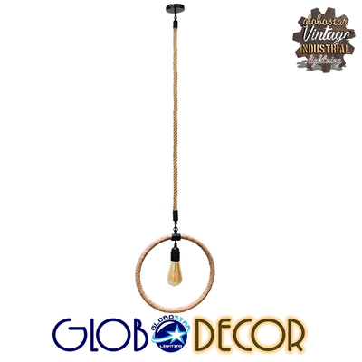 GLOBOSTAR® MALVERN 10001239 Vintage Κρεμαστό Φωτιστικό Οροφής με Ντουί 1 x E27 AC 220-240V IP20 - Μαύρο & Μπεζ - Μ34 x Π22 x Υ34cm