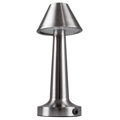 GloboStar® MOLLY 76516 Επαναφορτιζόμενο Επιτραπέζιο Φωτιστικό Πορτατίφ LED 1.5W 105lm 120° DC 5V IP44 Θερμό Λευκό 2700K Dimmable Ασημί Αλουμίνιο - Μ10 x Π10 x Υ23cm - 2 Xρόνια Εγγύηση