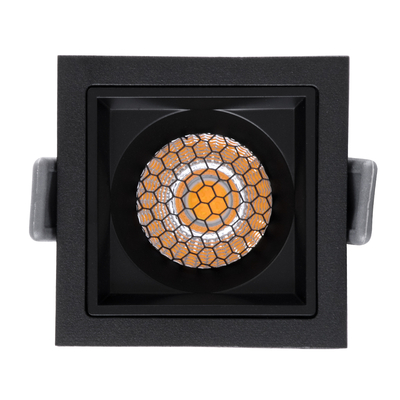 GLOBOSTAR® PLUTO-S 60268 Χωνευτό Downlight Σποτ με Honeycomb Anti Glare Reflector LED 7W 910lm 38° AC 220-240V IP20 Φυσικό Λευκό 4500K - Bridgelux COB Chip & TÜV SÜD Driver - Μαύρο Ματ - Μ6.4 x Π6.4 x Υ4.9cm / Q5.5 x 5.5cm - 5 Χρόνια Εγγύηση