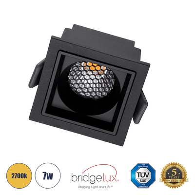 GLOBOSTAR® PLUTO-S 60269 Χωνευτό Downlight Σποτ με Honeycomb Anti Glare Reflector LED 7W 875lm 38° AC 220-240V IP20 Θερμό Λευκό 2700K - Bridgelux COB Chip & TÜV SÜD Driver - Μαύρο Ματ - Μ6.4 x Π6.4 x Υ4.9cm / Q5.5 x 5.5cm - 5 Χρόνια Εγγύηση