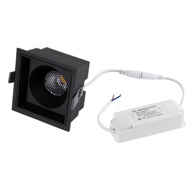 GLOBOSTAR® PLUTO-B 60281 Χωνευτό Downlight Σποτ με Honeycomb Anti Glare Reflector LED 15W 1875lm 38° AC 220-240V IP20 Θερμό Λευκό 2700K - Bridgelux COB Chip & TÜV SÜD Driver - Μαύρο Ματ - Μ10.4 x Π10.4 x Υ6.5cm / Q9.5 x 9.5cm - 5 Χρόνια Εγγύηση