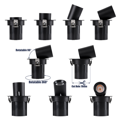 GLOBOSTAR® VIRGO-S 60305 Χωνευτό Κινούμενο Downlight Σποτ LED 7W 875lm 36° AC 220-240V IP20 Θερμό Λευκό 2700K - Bridgelux COB Chip & TÜV SÜD Driver - Μαύρο Ματ - Μ9 x Π9 x Υ9cm / Q7.8cm - 5 Χρόνια Εγγύηση