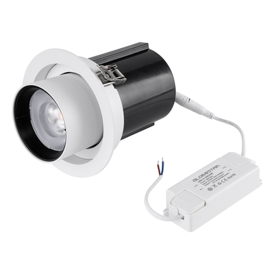 GLOBOSTAR® VIRGO-B 60311 Χωνευτό Κινούμενο Downlight Σποτ LED 20W 2500lm 36° AC 220-240V IP20 Θερμό Λευκό 2700K - Bridgelux COB Chip & TÜV SÜD Driver - Λευκό & Μαύρο Ματ - Μ13.5 x Π13.5 x Υ14cm / Q11.5cm - 5 Χρόνια Εγγύηση