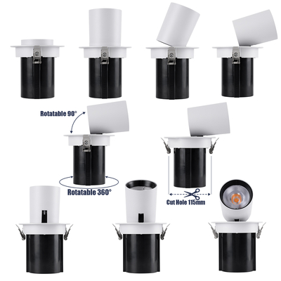 GLOBOSTAR® VIRGO-B 60311 Χωνευτό Κινούμενο Downlight Σποτ LED 20W 2500lm 36° AC 220-240V IP20 Θερμό Λευκό 2700K - Bridgelux COB Chip & TÜV SÜD Driver - Λευκό & Μαύρο Ματ - Μ13.5 x Π13.5 x Υ14cm / Q11.5cm - 5 Χρόνια Εγγύηση