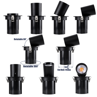 GLOBOSTAR® VIRGO-B 60312 Χωνευτό Κινούμενο Downlight Σποτ LED 20W 2600lm 36° AC 220-240V IP20 Φυσικό Λευκό 4500K - Bridgelux COB Chip & TÜV SÜD Driver - Μαύρο Ματ - Μ13.5 x Π13.5 x Υ14cm / Q11.5cm - 5 Χρόνια Εγγύηση