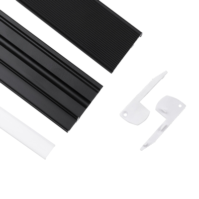 GLOBOSTAR® ALP-STEP-GRIP STAIR 70841-2M Επιφανειακό Προφίλ Αλουμινίου Ειδικό για Φωτισμό Σκαλοπατιού με Λευκό Γαλακτερό Πατητό Κάλυμμα για Ταινίες LED IP20 - Μαύρο & Λευκό - Μ200 x Π6 x Υ2.1cm