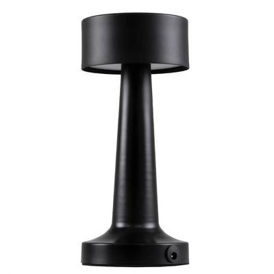 GloboStar® BELLA 76503 Επαναφορτιζόμενο Επιτραπέζιο Φωτιστικό Πορτατίφ LED 1.5W 105lm 120° DC 5V IP44 Θερμό Λευκό 2700K Dimmable Μαύρο Αλουμίνιο - Μ9 x Π9 x Υ21cm - 2 Xρόνια Εγγύηση