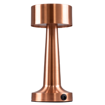 GloboStar® BELLA 76505 Επαναφορτιζόμενο Επιτραπέζιο Φωτιστικό Πορτατίφ LED 1.5W 105lm 120° DC 5V IP44 Θερμό Λευκό 2700K Dimmable Χάλκινο Αλουμίνιο - Μ9 x Π9 x Υ21cm - 2 Xρόνια Εγγύηση