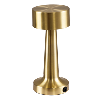 GloboStar® BELLA 76506 Επαναφορτιζόμενο Επιτραπέζιο Φωτιστικό Πορτατίφ LED 1.5W 105lm 120° DC 5V IP44 Θερμό Λευκό 2700K Dimmable Χρυσό Αλουμίνιο - Μ9 x Π9 x Υ21cm - 2 Xρόνια Εγγύηση