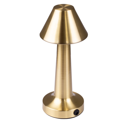 GloboStar® MOLLY 76518 Επαναφορτιζόμενο Επιτραπέζιο Φωτιστικό Πορτατίφ LED 1.5W 105lm 120° DC 5V IP44 Θερμό Λευκό 2700K Dimmable Χρυσό Αλουμίνιο - Μ10 x Π10 x Υ23cm - 2 Xρόνια Εγγύηση