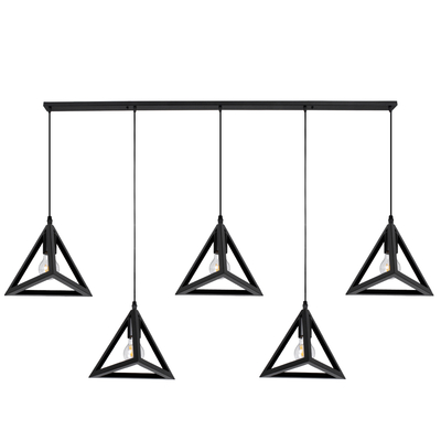 GLOBOSTAR® TRIANGLE 00608 Μοντέρνο Κρεμαστό Φωτιστικό Οροφής με Ντουί 5 x E27 AC 220-240V IP20 - Μαύρο - Μ170 x Π22 x Y130cm