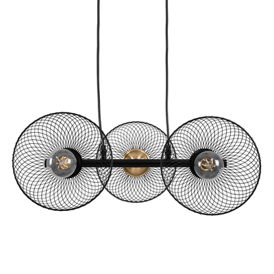 GLOBOSTAR® VERONA 00586 Μοντέρνο Κρεμαστό Φωτιστικό Οροφής με Ντουί 3 x E27 AC 220-240V IP20 - Μαύρο & Χρυσό - Μ50 x Π28 x Υ20cm