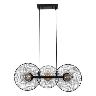 GLOBOSTAR® VERONA 00586 Μοντέρνο Κρεμαστό Φωτιστικό Οροφής με Ντουί 3 x E27 AC 220-240V IP20 - Μαύρο & Χρυσό - Μ50 x Π28 x Υ20cm