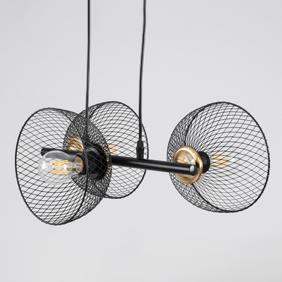 GLOBOSTAR® VERONA 00586 Μοντέρνο Κρεμαστό Φωτιστικό Οροφής με Ντουί 3 x E27 AC 220-240V IP20 - Μαύρο & Χρυσό - Μ50 x Π28 x Υ20cm