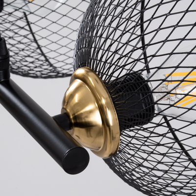 GLOBOSTAR® VERONA 00586 Μοντέρνο Κρεμαστό Φωτιστικό Οροφής με Ντουί 3 x E27 AC 220-240V IP20 - Μαύρο & Χρυσό - Μ50 x Π28 x Υ20cm