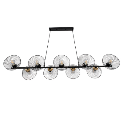 GLOBOSTAR® VERONA 00588 Μοντέρνο Κρεμαστό Φωτιστικό Οροφής με Ντουί 9 x E27 AC 220-240V IP20 - Μαύρο & Χρυσό - Μ140 x Π28 x Υ20cm