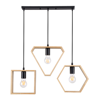 GLOBOSTAR® ELISE 00682 Μοντέρνο Κρεμαστό Φωτιστικό Οροφής με Ντουί 3 x E27 AC 220-240V IP20 - Μπεζ & Μαύρο - Μ76 x Π8 x Υ25cm